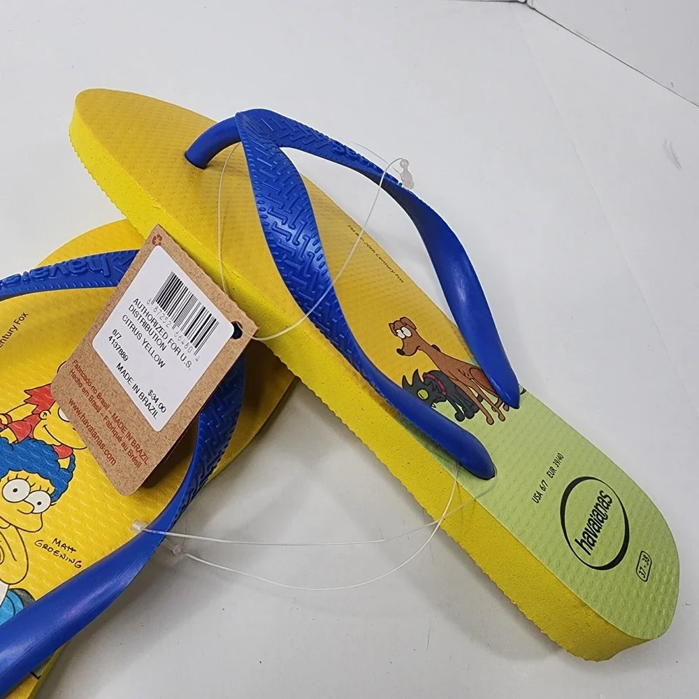 Havaianas The Simpsons Flip Flops Men's 6/7 EUR 39/40 Cit Yellow $34 MSRP NWT